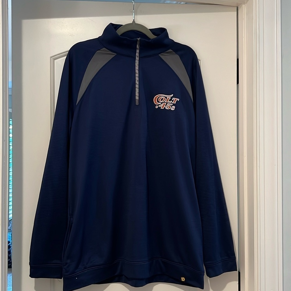 Houston Astros Colt .45 1/4 zip pullover navy blue with pockets. Size 2XL